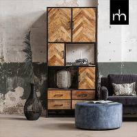 Mangohoutonline   Vakkenkast New Haven 90cm Rechthoekig   Naturel   Mahom