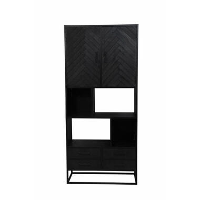 Vakkenkast Toronto Black 90cm   Mangohout   Zwart   Rechthoekig