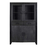 Mangohoutonline   Vitrinekast Britt Black   Zwart   Mahom