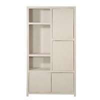 Mangohoutonline   Wandkast Phoenix 120cm Crème 3 Open Vakken, 4 Deuren