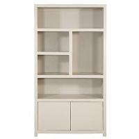 Mangohoutonline   Wandkast Phoenix 120cm Crème 5 Open Vakken, 2 Deuren