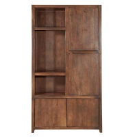 Mangohoutonline   Wandkast Phoenix 120cm Walnoot 3 Open Vakken, 4 Deuren   Mahom