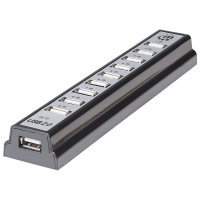 Manhattan Manhattan USB A 10 Port Desktop Hub, 10x USB A Ports, 480 Mbps (USB 2.0) 161572 USB hub 10 poorten USB A USB 2.0 480 MBit/s Zwart, Zilver