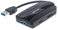 Manhattan 163590 3 poorten USB 3.0 Hub Met ingebouwde SD kaartlezer Zwart