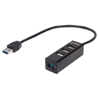 Manhattan 163828 4 poorten USB 3.0 , USB 2.0 Combi hub Zwart