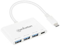 Manhattan 168434 USB 3.1 Gen 1 hub Met USB C stekker Wit