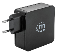 Manhattan 180054 USB oplader Thuis Uitgangsstroom (max.) 3 A 2 x USB 2.0 Bus A, USB C bus USB Power Delivery (USB PD)