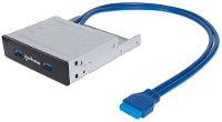 Manhattan 2 poorten USB 3.0 Front adapter hub Zwart