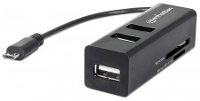 Manhattan 3 Poorten Usb 2.0 Hub Met Otg Functie Zwart
