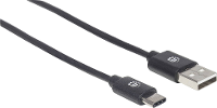 Manhattan 354929 USB kabel USB 2.0 USB A stekker, USB C stekker 2.00 M Zwart