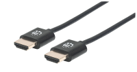 Manhattan 394352 HDMI kabel HDMI Aansluitkabel HDMI A stekker, HDMI A stekker 1.00 M Zwart 4K UHD, Folie afscherming, Afscherming gevlochten, Rond, UL