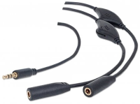 Manhattan Jackplug Audio Y Kabel [2x Jackplug Female 3.5 Mm   1x Jackplug Male 3.5 Mm] 3 M Zwart Rond