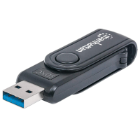 Manhattan Mini Multi Card Reader/Writer USB 3.0 Externer Card Reader/Writer 24 in 1 Externe geheugenkaartlezer USB 3.0, SD, MMC mobile, microSD Zwart