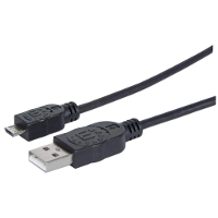 Manhattan 307178 CG USB kabel USB 2.0 USB A stekker, USB micro B stekker 1.80 M Zwart UL gecertificeerd
