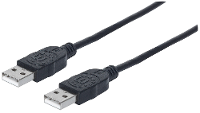 Manhattan USB 2.0 Aansluitkabel [1x USB A 2.0 Stekker   1x USB A 2.0 Stekker] 0.5 M Zwart Folie afscherming, UL gecertificeerd, Vergulde steekcontacten
