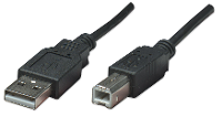Manhattan USB kabel USB 2.0 USB A stekker, USB B stekker 0.50 M Zwart Folie afscherming, UL gecertificeerd, Vergulde steekcontacten 374507