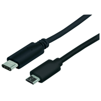 Manhattan USB 2.0 Aansluitkabel [1x USB C stekker   1x Micro USB 2.0 B stekker] 1 m Zwart UL gecertificeerd