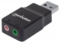 Manhattan Usb 2.0 / Jackplug Audio Adapter [1x Usb A 2.0 Stekker   2x Jackplug Female 3.5 Mm] Zwart