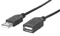 Manhattan USB 2.0 Verlengkabel [1x USB A 2.0 Stekker   1x USB 2.0 Bus A] 1 m Zwart Folie afscherming, UL gecertificeerd, Vergulde steekcontacten