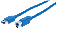 Manhattan USB 3.0 Aansluitkabel [1x USB 3.0 Stekker A   1x USB 3.0 Stekker B] 1 m Blauw Folie afscherming, UL gecertificeerd, Vergulde steekcontacten