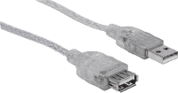 Manhattan USB kabel USB 2.0 USB A stekker, USB A bus 4.50 M Zilver 340502