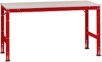 Manuflex AU4187.3003 Werk achtergrond tafel universele standaard met kunststof plaat, bxdxh = 3000x1000x760 870 mm Robijn rood
