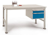 Manuflex AU5565.0002 Compleet werktafel reden universele standaard met multiplex plaat, bxdxh = 1500 x 800 x 760 870 mm Grijs wit (RAL 7035)