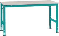 Manuflex AU6121.5021 Werk aanschuiftafel universele standaard met melamine schijf, bxdxh = 2000 x 1000 x 760 870 mm Waterblauw