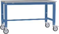 Manuflex AU7324.5007 Werktafel universele speciale mobiel met staalbeslag schijf, bxdxh = 1250 x 600 x 752 972 mm Stralend blauw (RAL 5007)