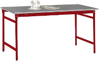 Manuflex BB3004.3003 Bijzettafel basis stationair met staalbeslag schijf in robijnrood RAL 3003, bxdxh: 750 x 500 x 780 mm Robijn rood