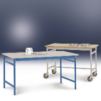 Manuflex BB3009.7035 Bijzettafel basis stationair met PVC tafelblad in lichtgrijs RAL 7035, bxdxh: 750 x 500 x 780 mm Grijs wit (RAL 7035)