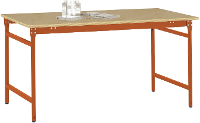 Manuflex BB3035.2001 Bijzettafel basis stationair met multiplex tafelblad in roodoranje RAL 2001, bxdxh: 1250 x 600 x 780 mm Rood oranje (RAL 2001)