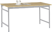 Manuflex BB3025.9006 Bijzettafel basis stationair met multiplex tafelblad in aluminium zilver vergelijkbaar met RAL 9006, bxdxh: 1000 x 800 x 780 mm