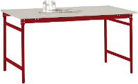 Manuflex BB3031.3003 Bijzettafel basis stationair met melamine tafelblad in robijnrood RAL 3003, bxdxh: 1250 x 600 x 780 mm Robijn rood