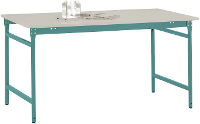 Manuflex BB3031.5021 Bijzettafel basis stationair met melamine tafelblad in waterblauw RAL 5021, bxdxh: 1250 x 600 x 780 mm Waterblauw
