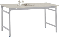 Manuflex BB3031.9006 Bijzettafel basis stationair met melamine tafelblad in aluminium zilver vergelijkbaar met RAL 9006, bxdxh: 1250 x 600 x 780 mm