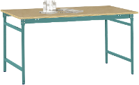 Manuflex BB3035.5021 Bijzettafel basis stationair met multiplex tafelblad in waterblauw RAL 5021, bxdxh: 1250 x 600 x 780 mm Waterblauw
