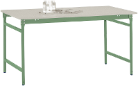 Manuflex BB3041.6011 Bijzettafel basis stationair met melamine tafelblad in Reseda groen RAL 6011, bxdxh: 1250 x 800 x 780 mm Reseda groen (RAL 9010)