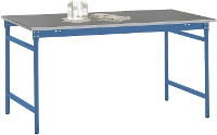 Manuflex BB3064.5007 Bijzettafel basis stationair met staalbeslag schijf in stralend blauw RAL 5007, bxdxh: 1500 x 800 x 780 mm Stralend blauw (RAL 5007)