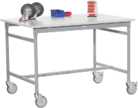 Manuflex BB4035.9006 Bijzettafel basismobiel met multiplex plaat in aluminium zilver vergelijkbaar met RAL 9006, bxdxh: 1250 x 600 x 850 mm Aluminium zilver