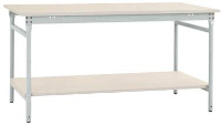 Manuflex BB5201.7035 Compleet bijzettafel basis stationair met melamine schijf + legplank, bxdxh: 750 x 500 x 780 mm Grijs wit (RAL 7035)