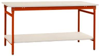 Manuflex BB5221.2001 Compleet bijzettafel basis stationair met melamine schijf + legplank, bxdxh: 1500 x 800 x 780 mm Rood oranje (RAL 2001)
