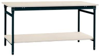 Manuflex BB5221.7016 Compleet bijzettafel basis stationair met melamine schijf + legplank, bxdxh: 1500 x 800 x 780 mm Antraciet