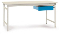 Manuflex BB5231.0002 Compleet bijzettafel basis stationair met melamine schijf + enkele lade, bxdxh: 1000 x 800 x 780 mm Grijs wit (RAL 7035)