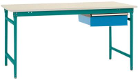 Manuflex BB5231.5021 Compleet bijzettafel basis stationair met melamine schijf + enkele lade, bxdxh: 1000 x 800 x 780 mm Waterblauw