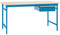 Manuflex BB5247.5012 Compleet bijzettafel basis stationair met kunststof plaat + enkele lade, bxdxh: 1250 x 800 x 780 mm Lichtblauw (RAL 5012)