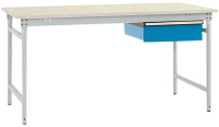 Manuflex BB5251.7035 Compleet bijzettafel basis stationair met melamine schijf + enkele lade, bxdxh: 1500 x 800 x 780 mm Grijs wit (RAL 7035)
