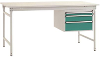 Manuflex BB5261.0001 Compleet bijzettafel basis stationair met melamine schijf + behuizing onderbouw, bxdxh: 1000 x 800 x 780 mm Grijs, Groen