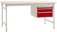 Manuflex BB5261.3003 Compleet bijzettafel basis stationair met melamine schijf + behuizing onderbouw, bxdxh: 1000 x 800 x 780 mm Robijn rood