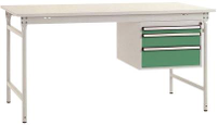 Manuflex BB5261.6011 Compleet bijzettafel basis stationair met melamine schijf + behuizing onderbouw, bxdxh: 1000 x 800 x 780 mm Reseda groen (RAL 9010)